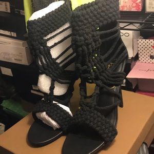 Black woven macrame 4inch heel by Privileged!